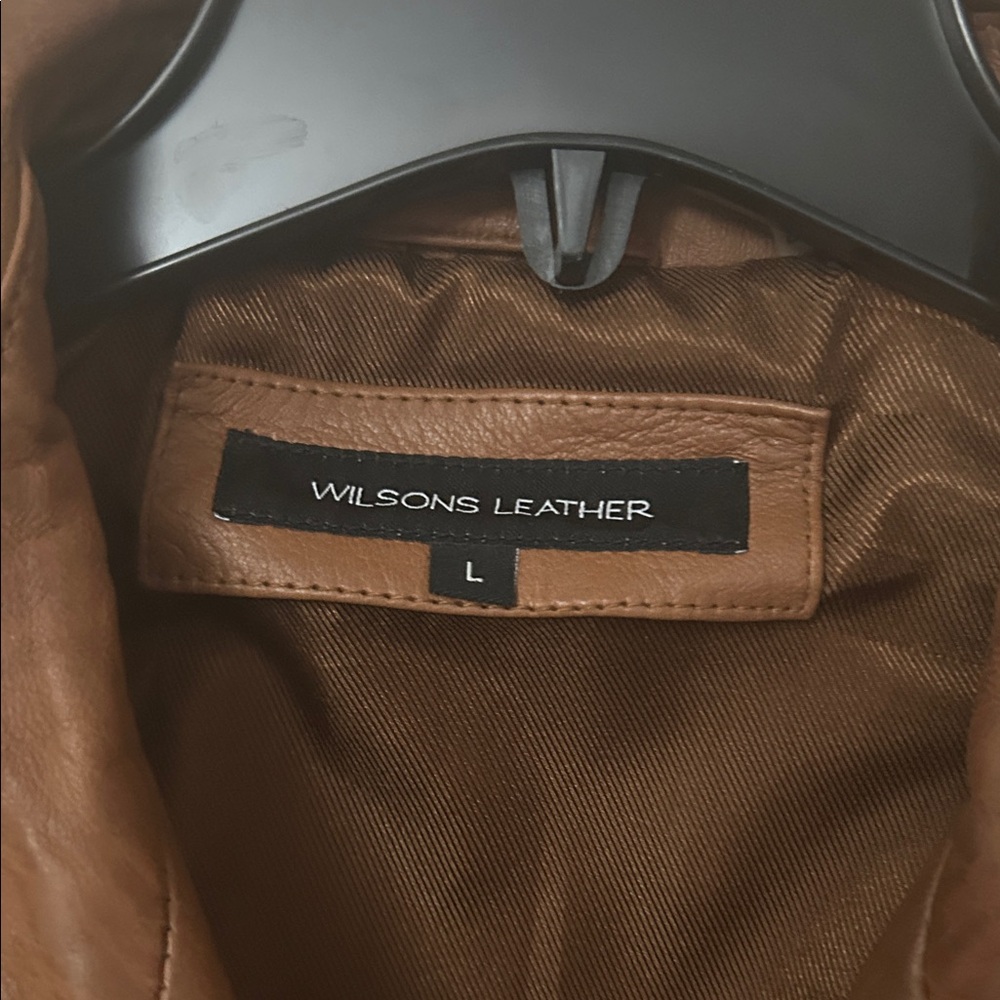 Wilsons Leather Brown Double-Breasted Leather Trench Coat - Picture 2 of 4